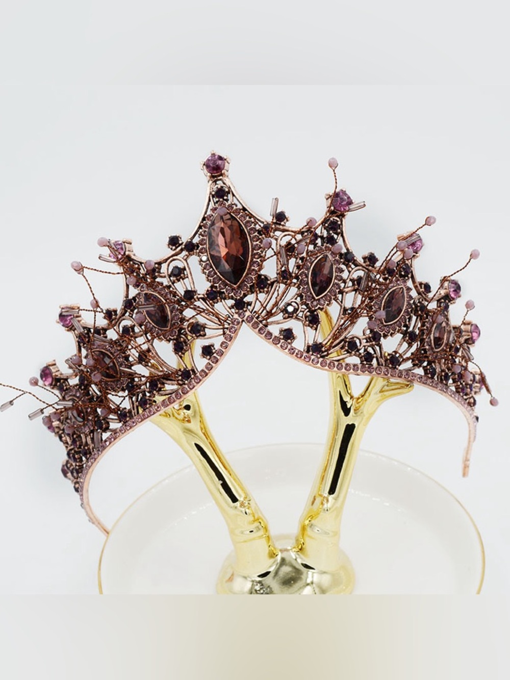Rose-Pink Jeweled Tiara Headband